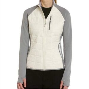 Smartwool Women’s PhD Smartloft Divide Jacket Gray Cream Full Zip Size Large